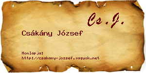 Csákány József névjegykártya